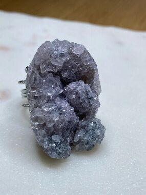 Lavender Raw Stone Statement Ring - Silver Tone